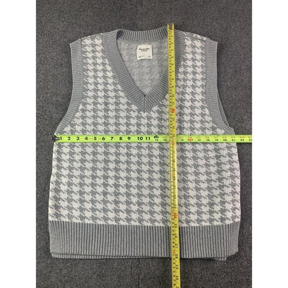 ABERCROMBIE & FITCH Mens Sleeveless Cotton V Neck Vest Size L White/Gray - Picture 2 of 7